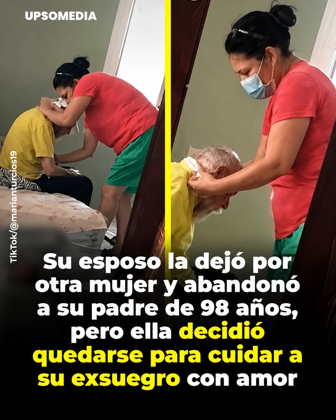 Mujer cuida a un hombre mayor
