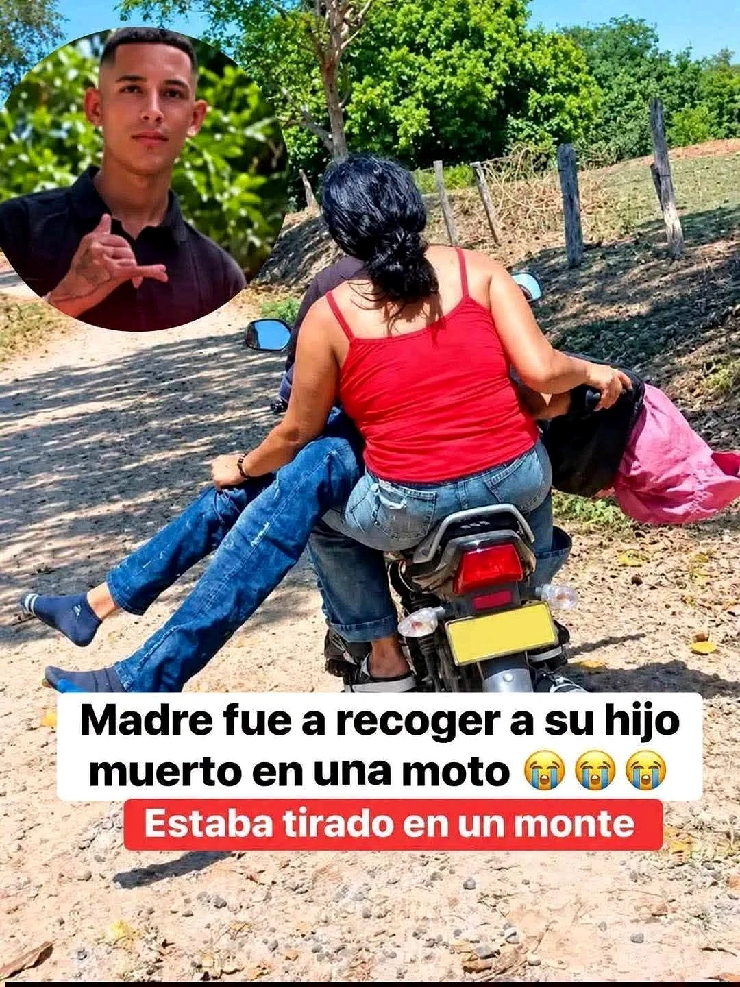 Imagen difundida sobre el traslado de Juan José Rivilla Gonzales en una motocicleta